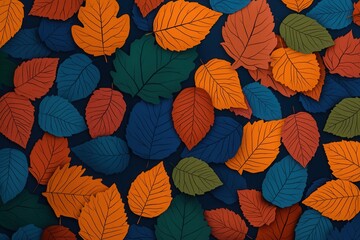 Fototapeta premium A modern flat pattern featuring autumn leaves, perfect for Thanksgiving.