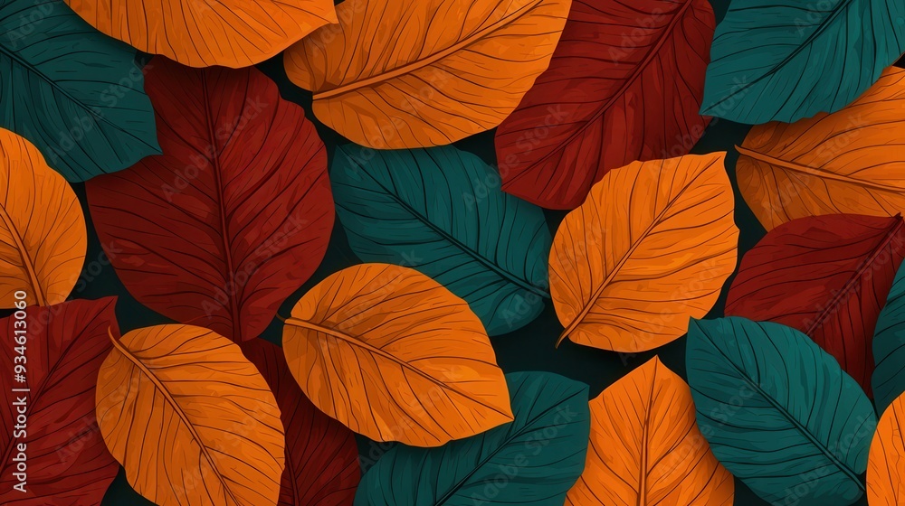 Wall mural a modern flat pattern featuring autumn leaves, perfect for thanksgiving.