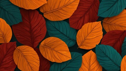 A modern flat pattern featuring autumn leaves, perfect for Thanksgiving.







