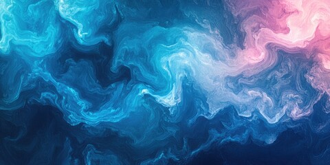Obraz premium Watercolor illustration featuring a bright and dynamic design with cold curves and swirls in a gradient mesh Colorful dark ocean waves create a fluid and vibrant pastel background with a blurred ef