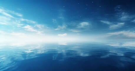Fototapeta premium blue sky with clouds and stars reflected in the water