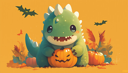 Fototapeta premium halloween pumpkin in the forest