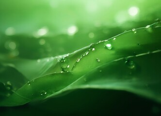 close up leaf with water droplets