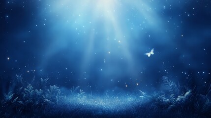 Obraz premium Magical Night Sky with Flying Butterfly and Glowing Lights