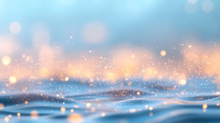 Abstract Blue and Gold Glitter Background with Bokeh Lights