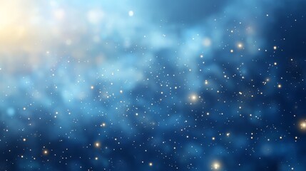 Naklejka premium Blue Sky with Golden Sparkles and Bokeh Lights