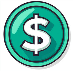 Obraz premium Dollar sign on green circle, flat illustration