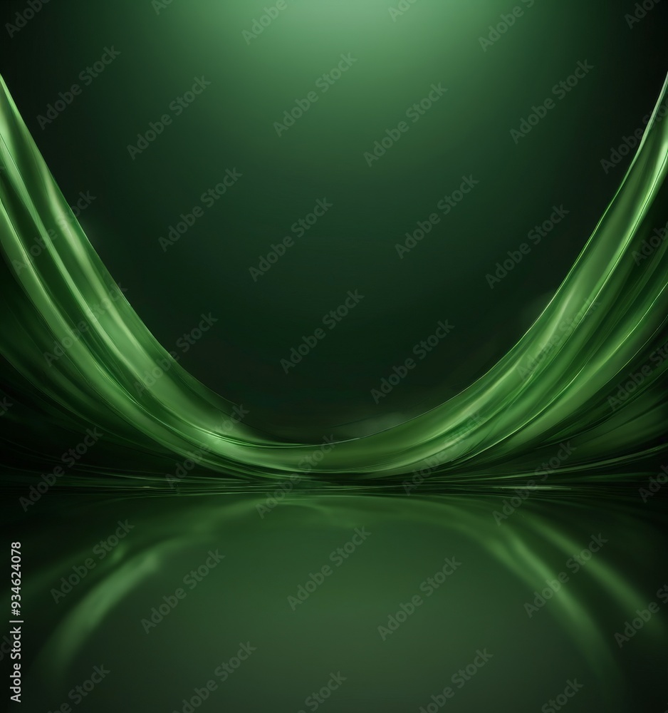 Aufkleber green abstract background with smooth lines and reflections