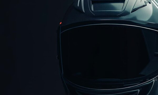 Modern motorcycle helmet on dark background