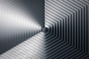 Fototapeta premium Steel metal hexagonal cube, abstract 3d op art texture background