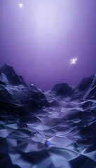 purple sky with stars and mountains
