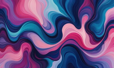 Fototapeta premium an abstract design featuring fluid, organic shapes with a color palette of deep blues, vibrant pinks, and purples