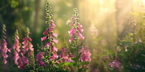 Obraz premium Graceful Pink Foxglove within the Woods