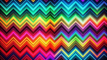 Fototapeta premium Vibrant and textured abstract art with neon zigzag patterns shining brightly