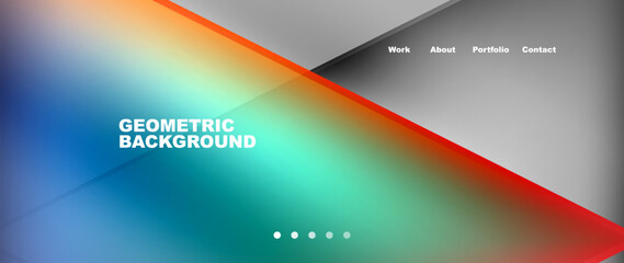 Metal triangles with colorful bright triangles. Geometric modern minimalist design template