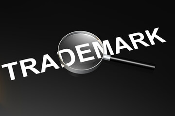 Trademark word with magnifying glass