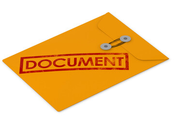 Yellow envelope with document word