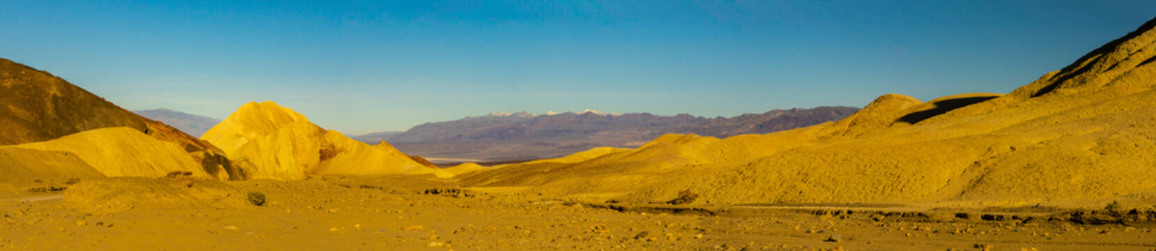USA, California, Death Valley National Park. Panoramic of Twenty Mule Team Canyon.