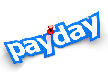 Payday word pin with thumbtack