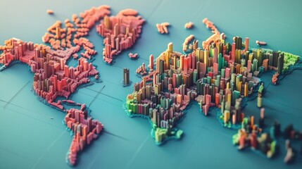 World map with visual data and economic growth