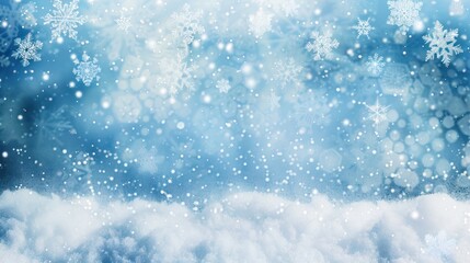 Fototapeta premium Winter Wonderland: Snowy Scene with Falling Snowflakes