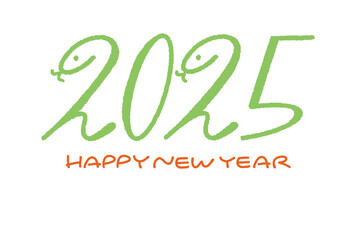 Fototapeta premium 2025年のシルエットの蛇の年賀状 手描きイラスト