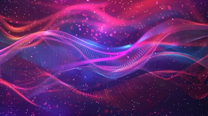 Obraz premium Abstract Neon Waves with Glowing Particles