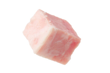 Cube of raw bacon isolated on white