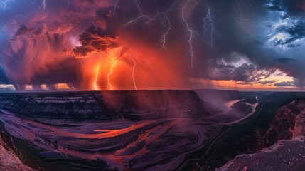 Lightning Storm Over Canyon