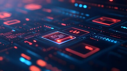 Obraz premium Abstract Digital Interface with Red and Blue Lights