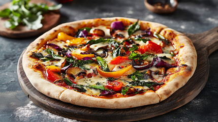 Delicious Vegetable Pizza With Bubbling Cheese Fresh From the Oven