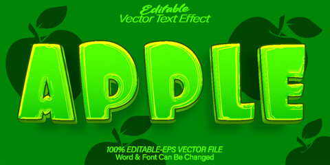 Apple Vector Text Effect Editable Alphabet Fruit Fresh Organic Green