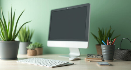 office desk with laptop