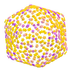 Cube of colorful stars PNG transparent, abstract 3d object isolated