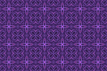 Purple Flowers Batik Seamless Pattern