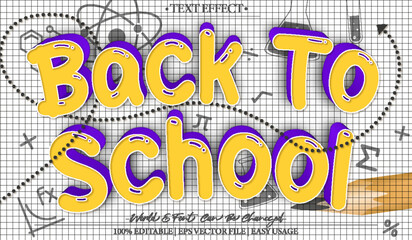 Back To School Vector Text Effect Editable Alphabet Student Teacher Study Book