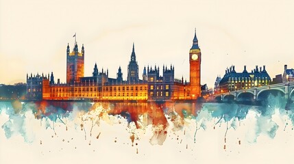 Obraz premium Majestic Landmark of London's Historic Parliament and Big Ben at Sunset