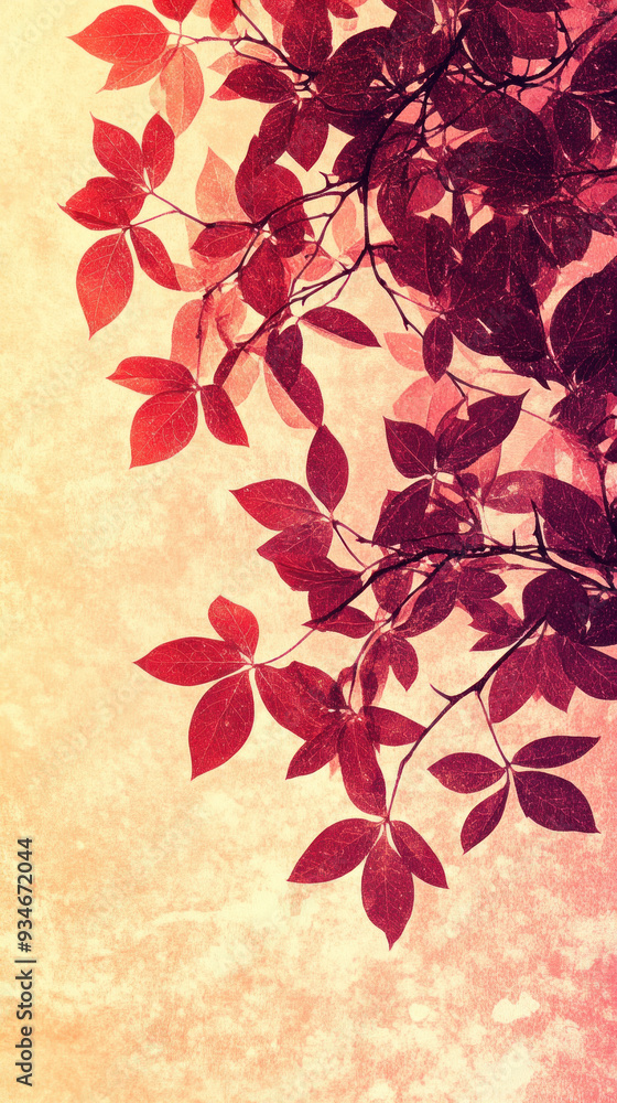 Poster a tree with red leaves is the main focus of the image. the leaves are arranged in a way that creates