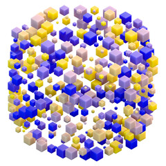 Sphere of colorful cubes PNG transparent, 3d abstract cluster isolated