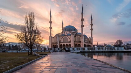Obraz premium mosque at sunset