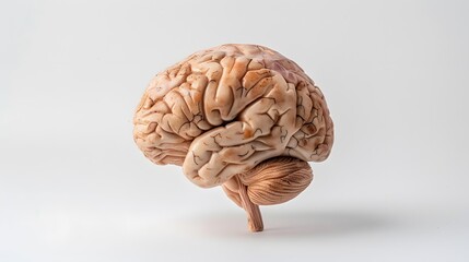 Isolated brain on white background with copy space.