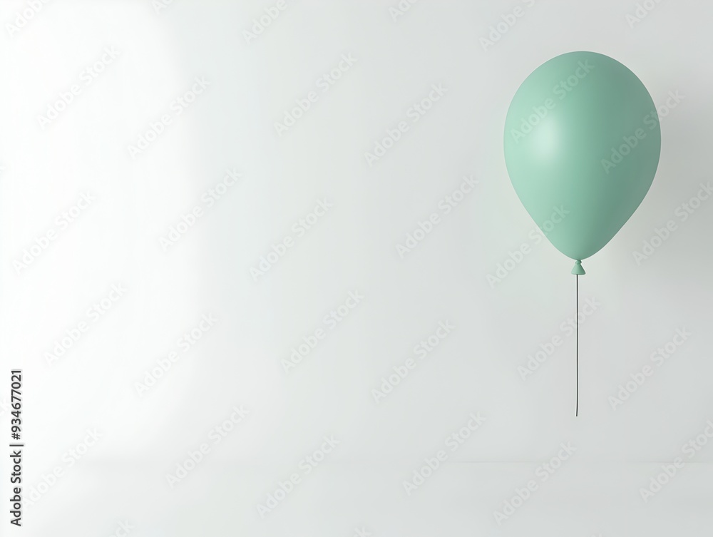 Poster a 3d rendered image of a lone green balloon floating against a clean white background creating a min