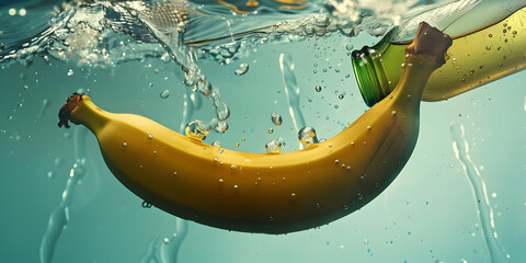 Refreshing Banana Splash in Crystal Clear Water