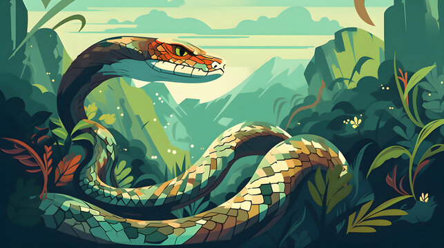 Snake In nature Illustration Vector