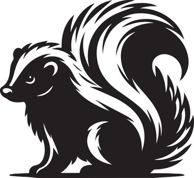 recommend clip art: skunk silhouette Black Vector, skunk line art silhouette,