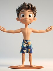 Full Body 3D Animated Male Yoga Instructor in Centered Pose  Digital of a Virtual 3D Character in a Yoga Instructor Outfit Performing a Balanced Tranquil Posture