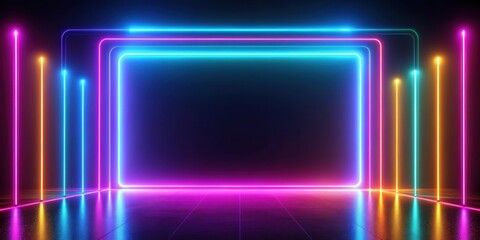Abstract background with vibrant neon light lines, neon, abstract, background, lines, colorful, glowing, modern, technology