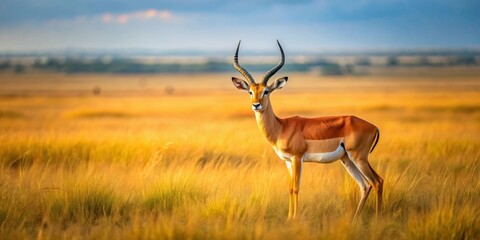 Obraz premium Antelope gracefully roaming the vast savannah landscape, wildlife, nature, African, safari, mammal, grassland, horned