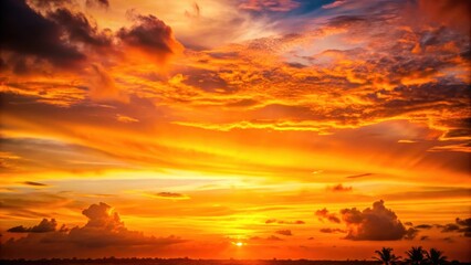 Fototapeta premium Orange sunset sky in twilight time background, sunset, orange, twilight, sky, background, dusk, evening, colorful, nature