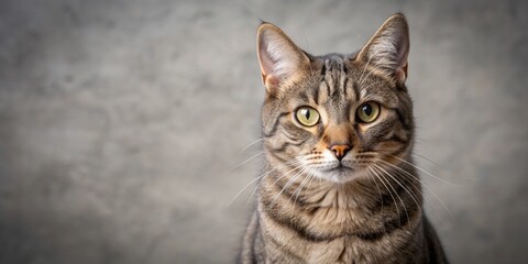 Portrait of a beautiful gray striped cat, feline, pet, whiskers, adorable, domestic, gray, striped, fur, portrait, cute